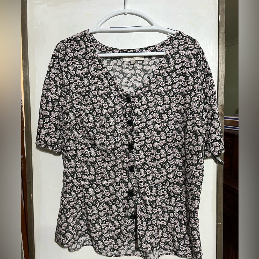 Loft Floral peplum blouse size 14
